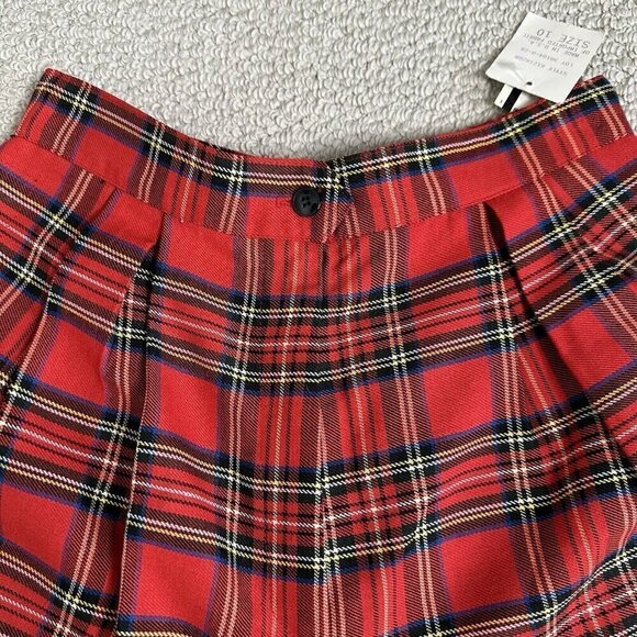Michele Tartan Plaid Pleated Shorts Womens Size 10 Red NOS Vintage Preppy New - Picture 8 of 16
